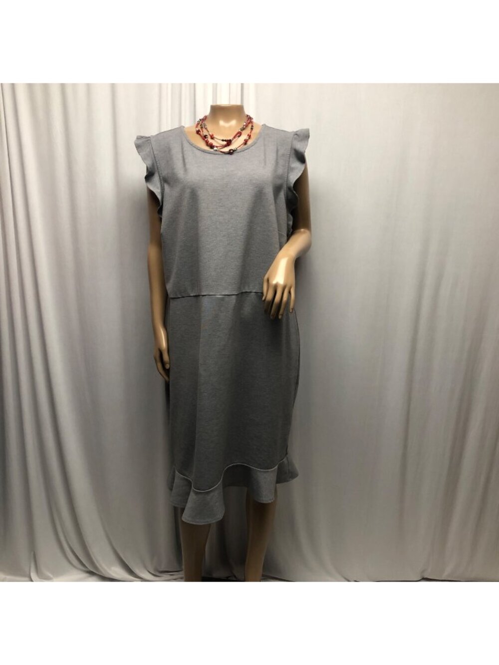 Old Navy Dress Womens Size XXL Gray Ruffle Knit Casual Office Comfy Minimalist